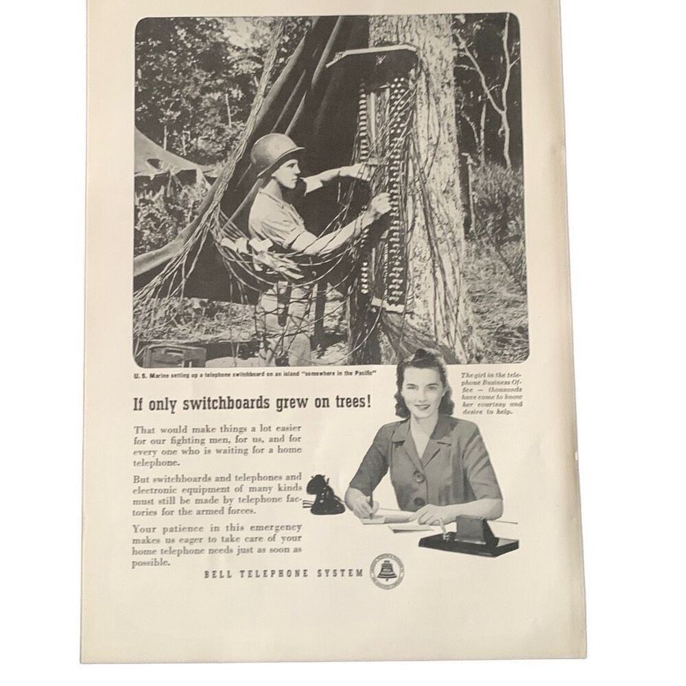 Vintage 1945 Bell Telephone System If Only Switchboards Ad Advertisement